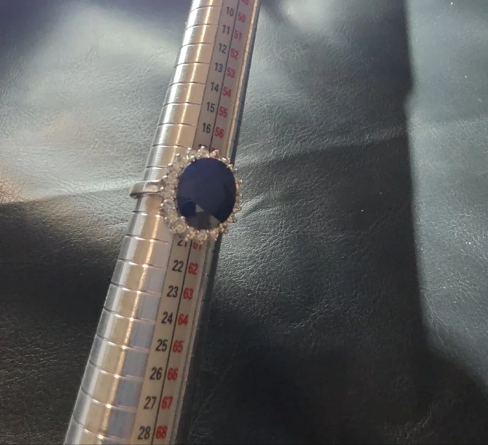 Classic 925 And Sapphire Oval Halo Ring - Women's Jewelry